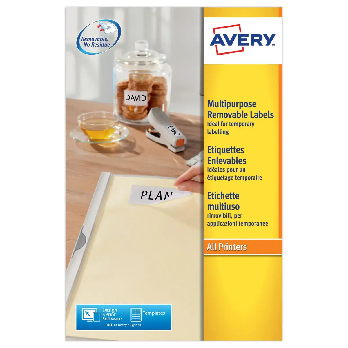 25 planches de 4 étiquettes blanches enlevables laser - 99,1x139mm - AVERY