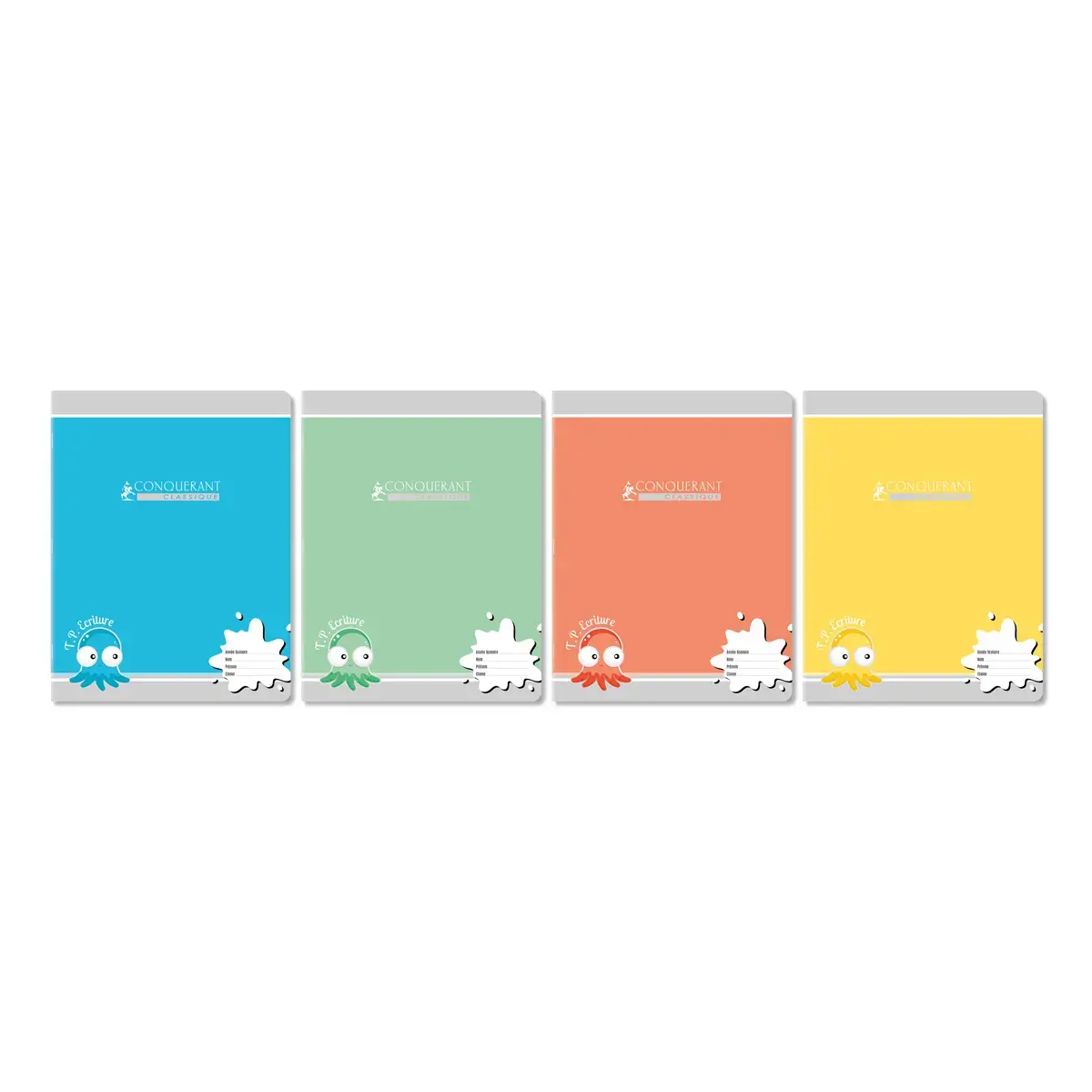 Cahier maternelle agrafé double ligne 18mm - A5+ 90g - 32 pages - Assortis - Conquérant