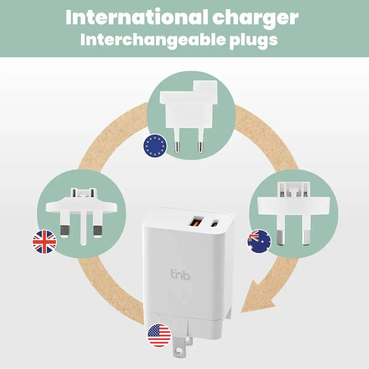 Chargeur secteur USB international 20W