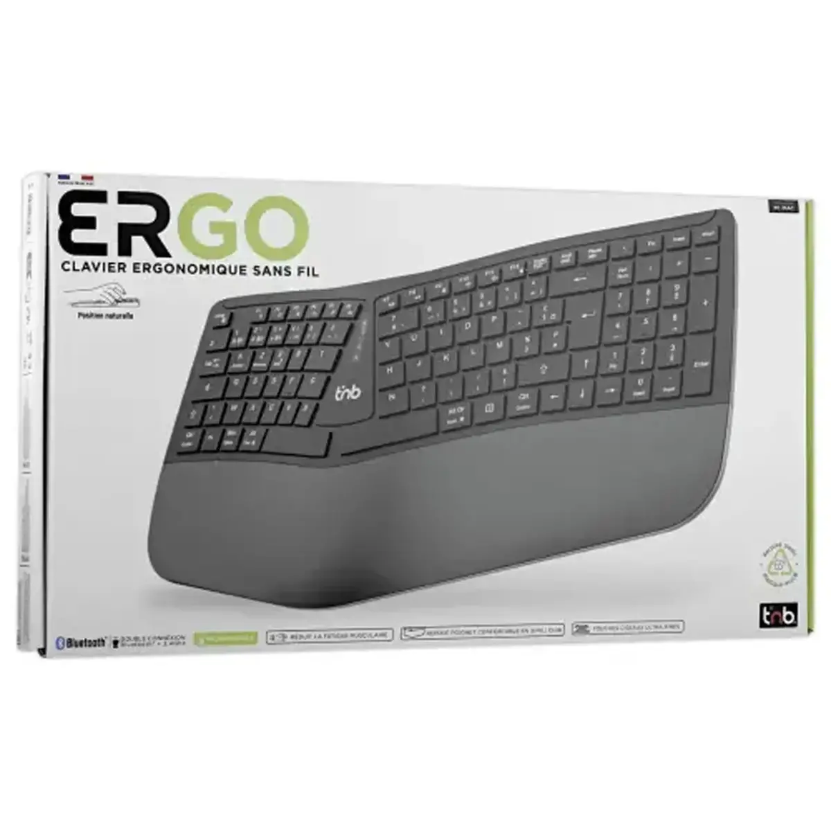 Clavier ergonomique sans fil rechargeable