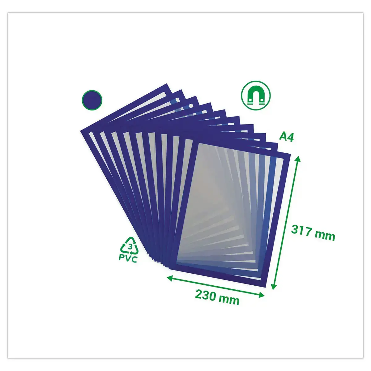 10 Cadres Magneto magn&eacute;tique bleu A4 - Tarifold 