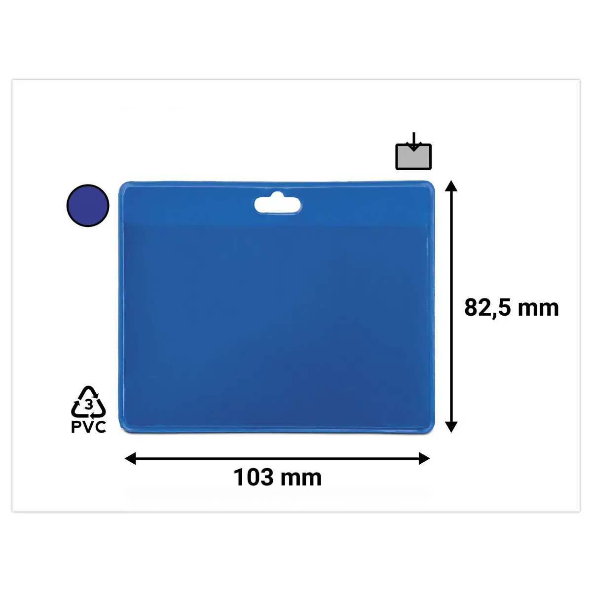 30 Porte-badges pochettes fermées 60 x 90 mm - Bleu