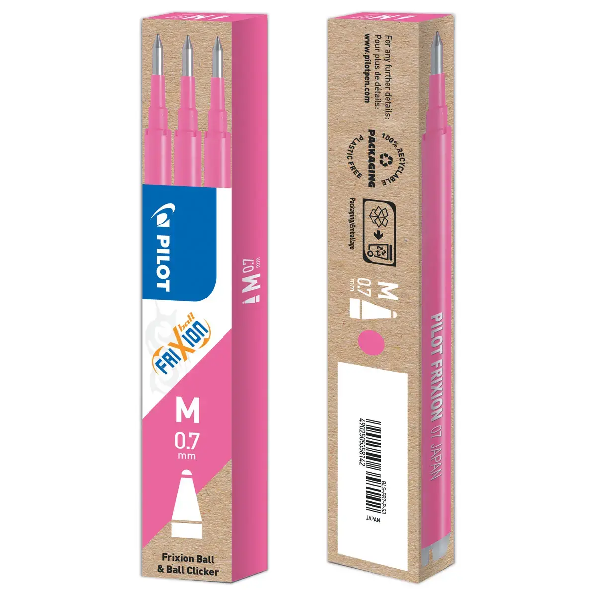 3 Recharges pour stylo Frixion Proclicker - Rose - PILOT