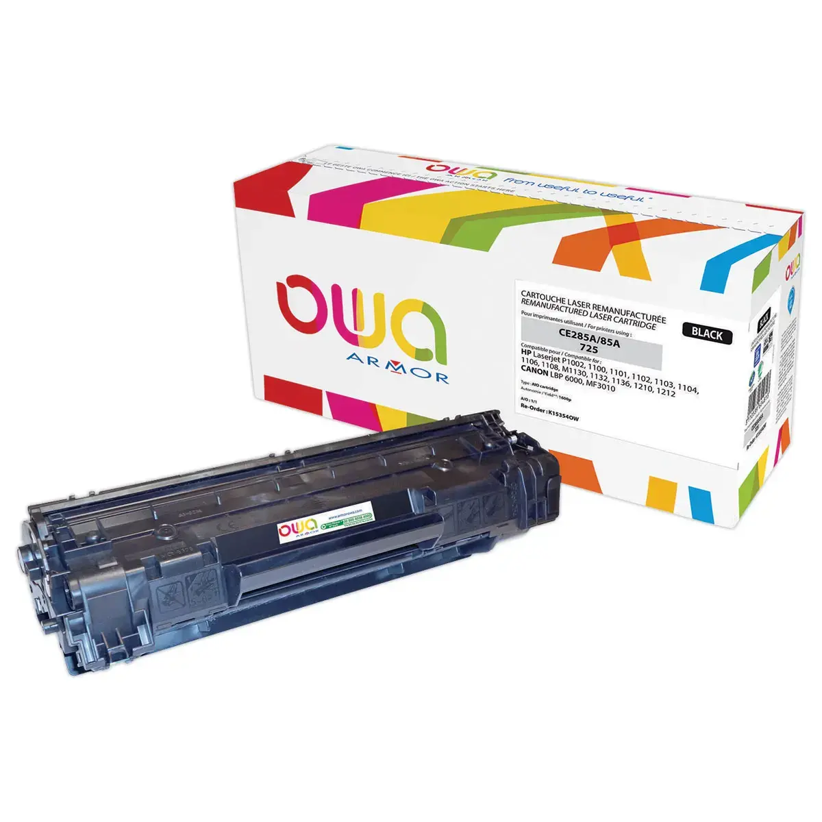 Toner éq. HP CE285A, CANON 725 Std - Noir - OWA