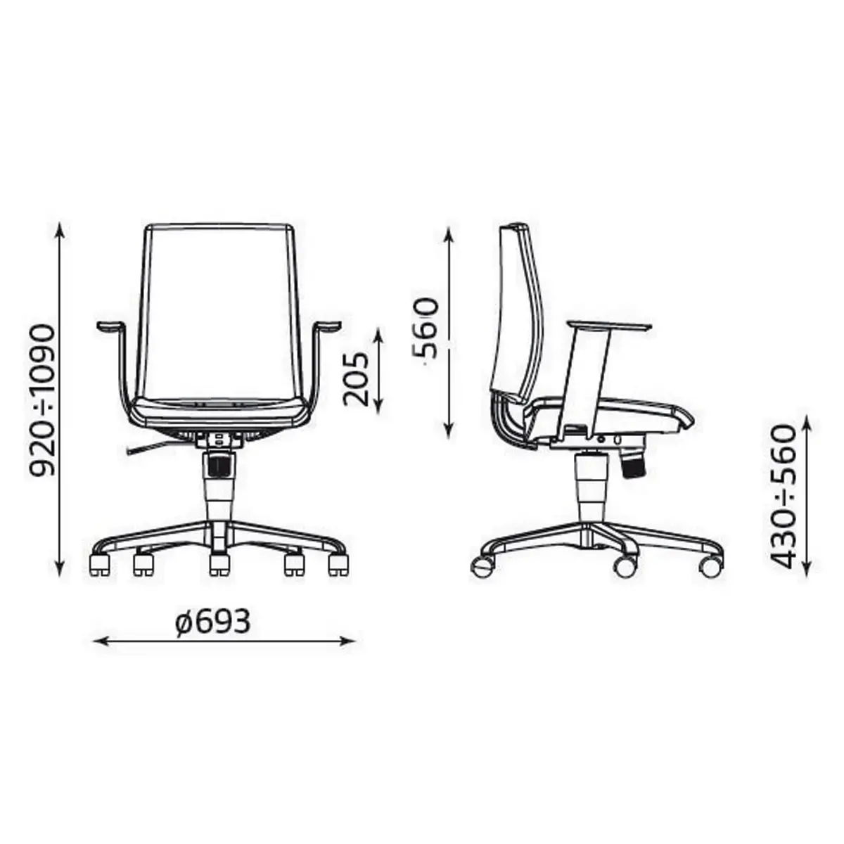 Siège ergonomique synchrone décalé Intrata - Assise gris foncée, dossier noir - Nowy Styl