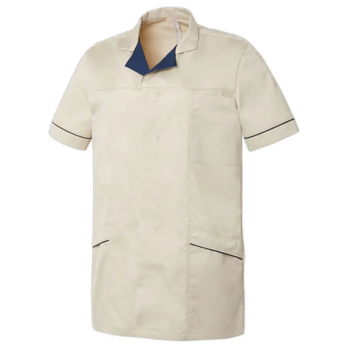 TUNIQUE MANCHES COURTES HOMME À COL TAILLEUR ALEXIS – BEIGE NAVY – T.6