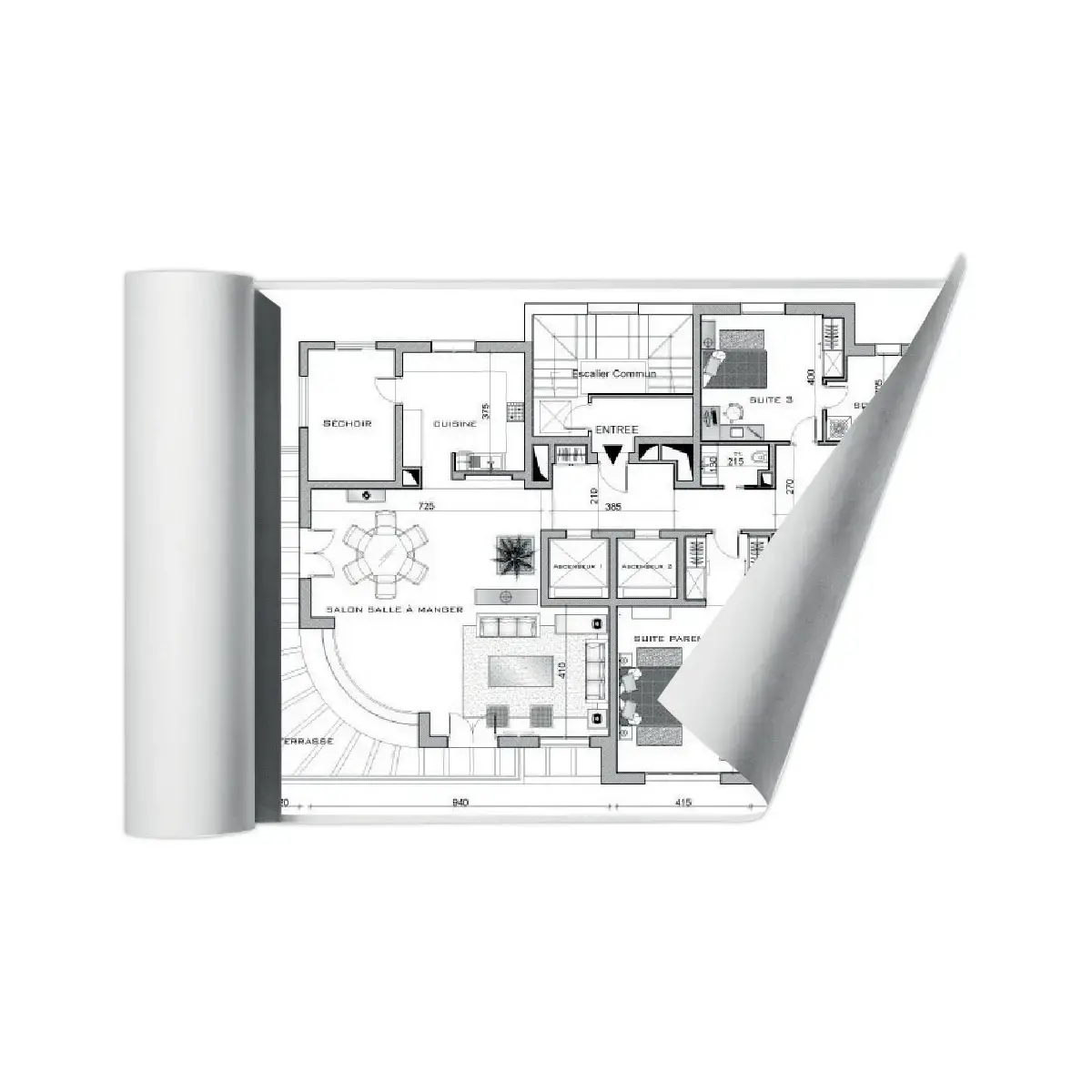 Rouleau de papier blanc pour copieur CLAIREFONTAINE 0,841x175 m - 75g 