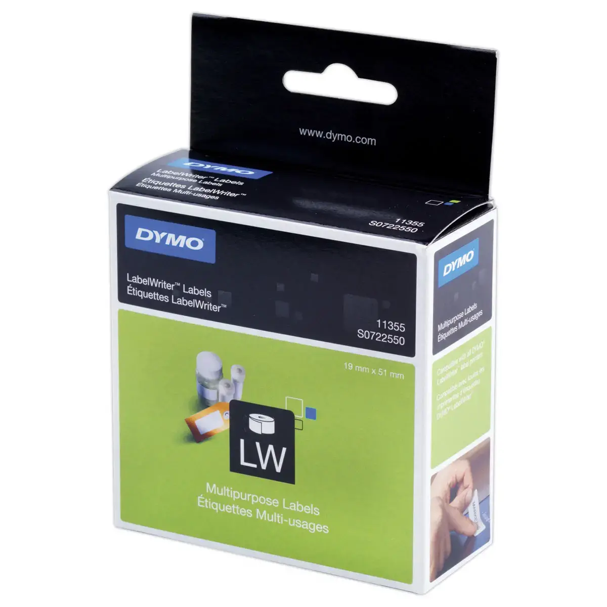 Rouleau de 500 étiquettes blanches LabelWriter multi-usages - 19 x 51 mm - Dymo