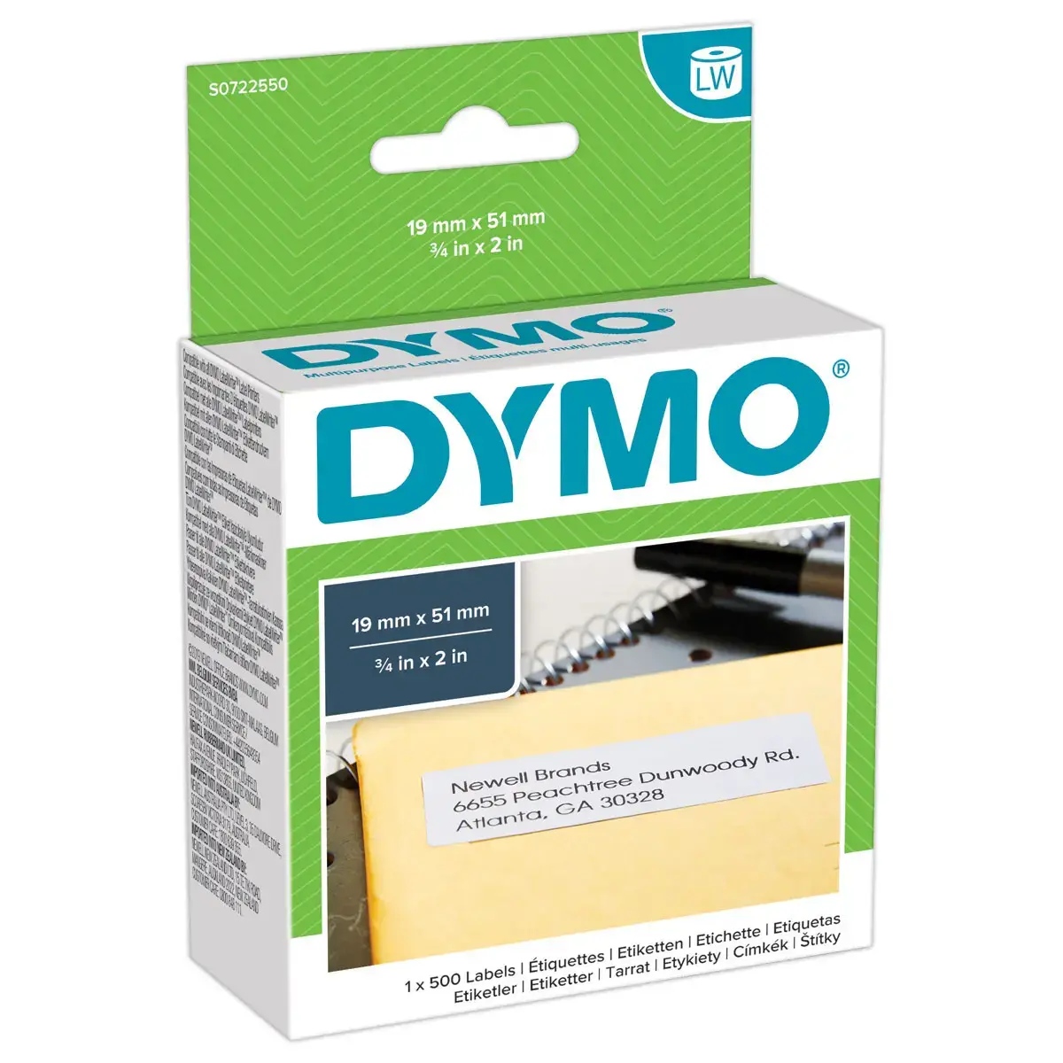 Rouleau de 500 étiquettes blanches LabelWriter multi-usages - 19 x 51 mm - Dymo