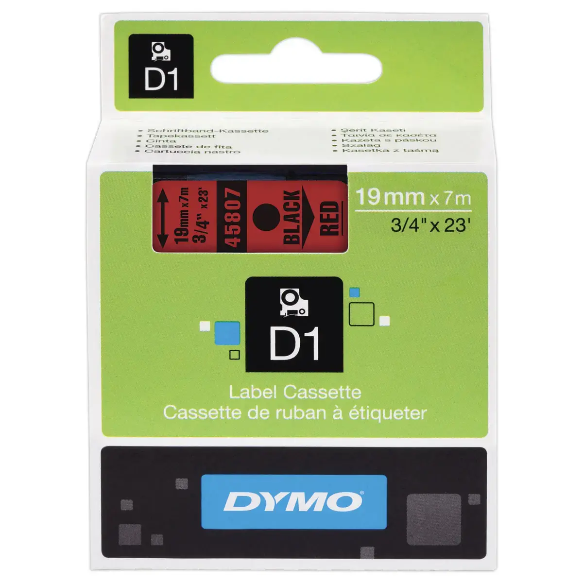 Ruban pour titreuse DYMO D1 19 mm rouge  impression noire 