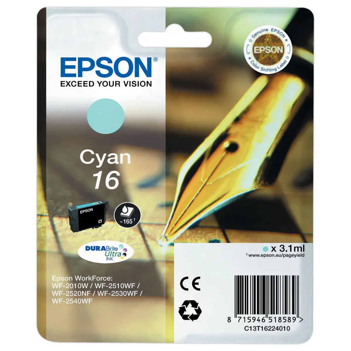 Cartouche T162 Stylo à plume - Cyan - Epson