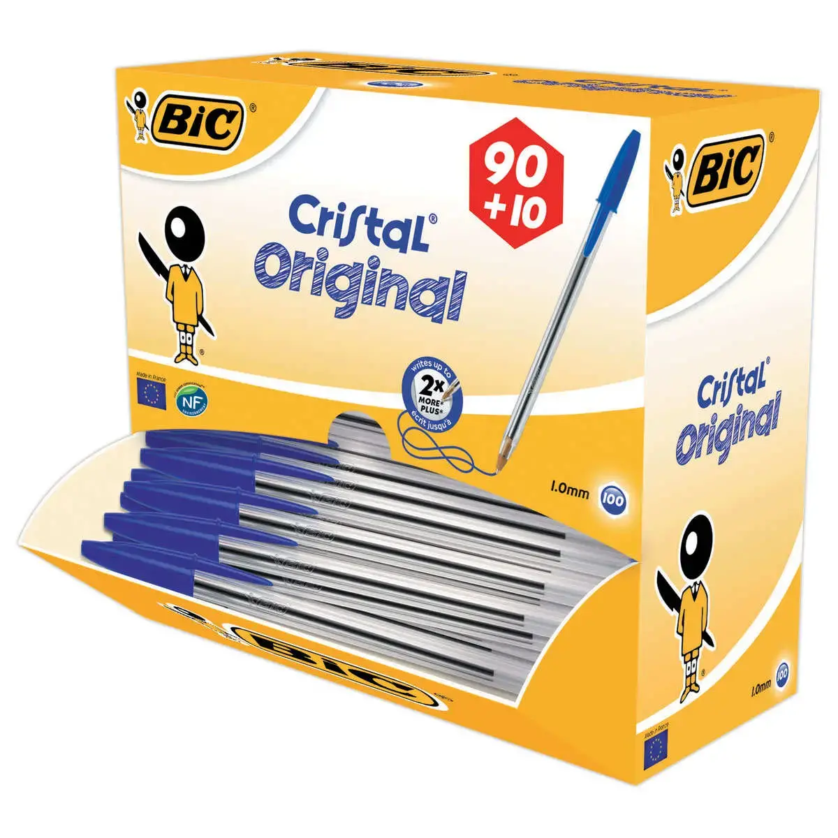 100 Stylos billes Cristal - Bleu - BIC
