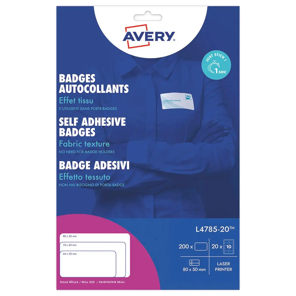 200 Badges adhésifs personnalisables - 8 x 5 cm - AVERY