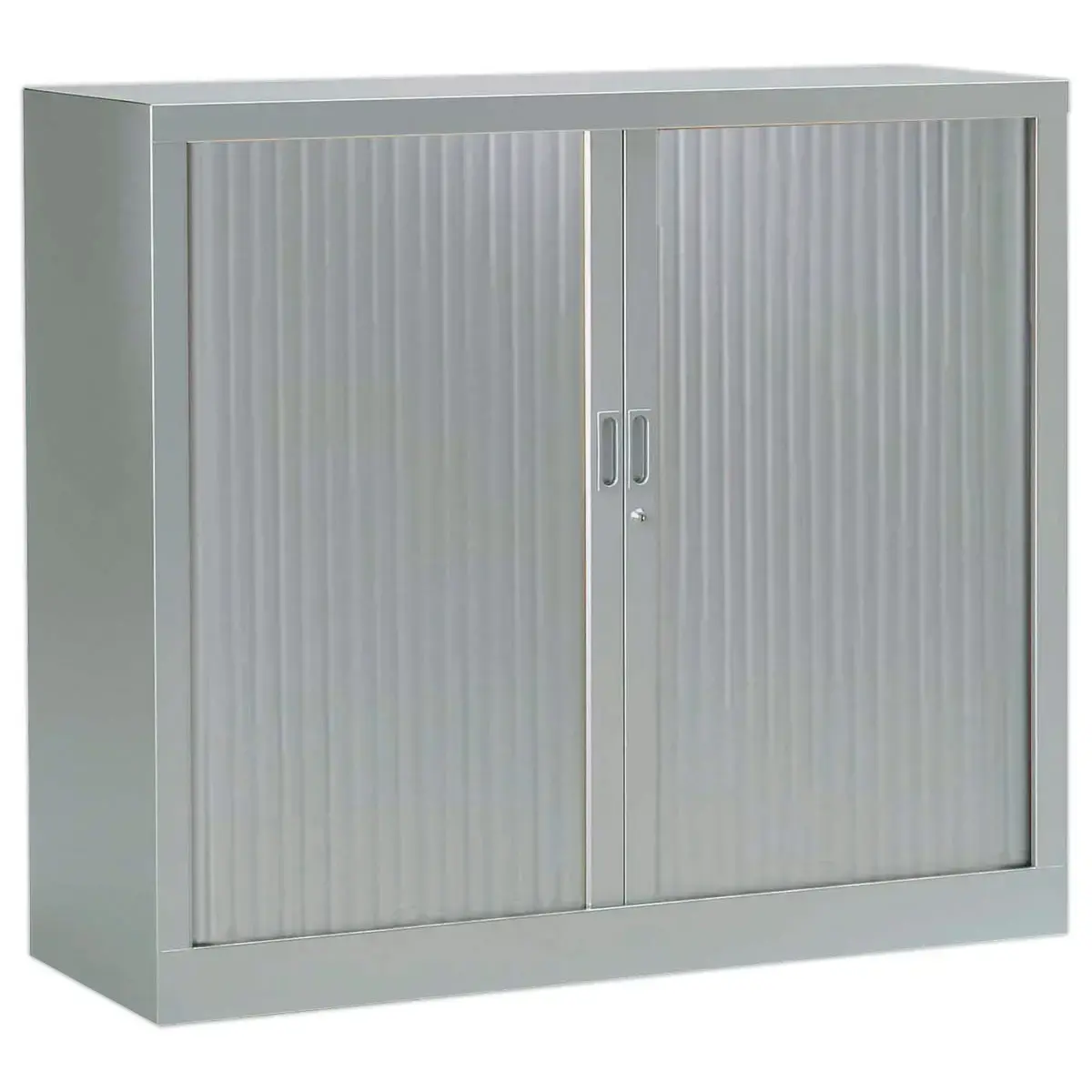 Armoire basse &agrave; rideaux - 100 x 120 cm - Alu 