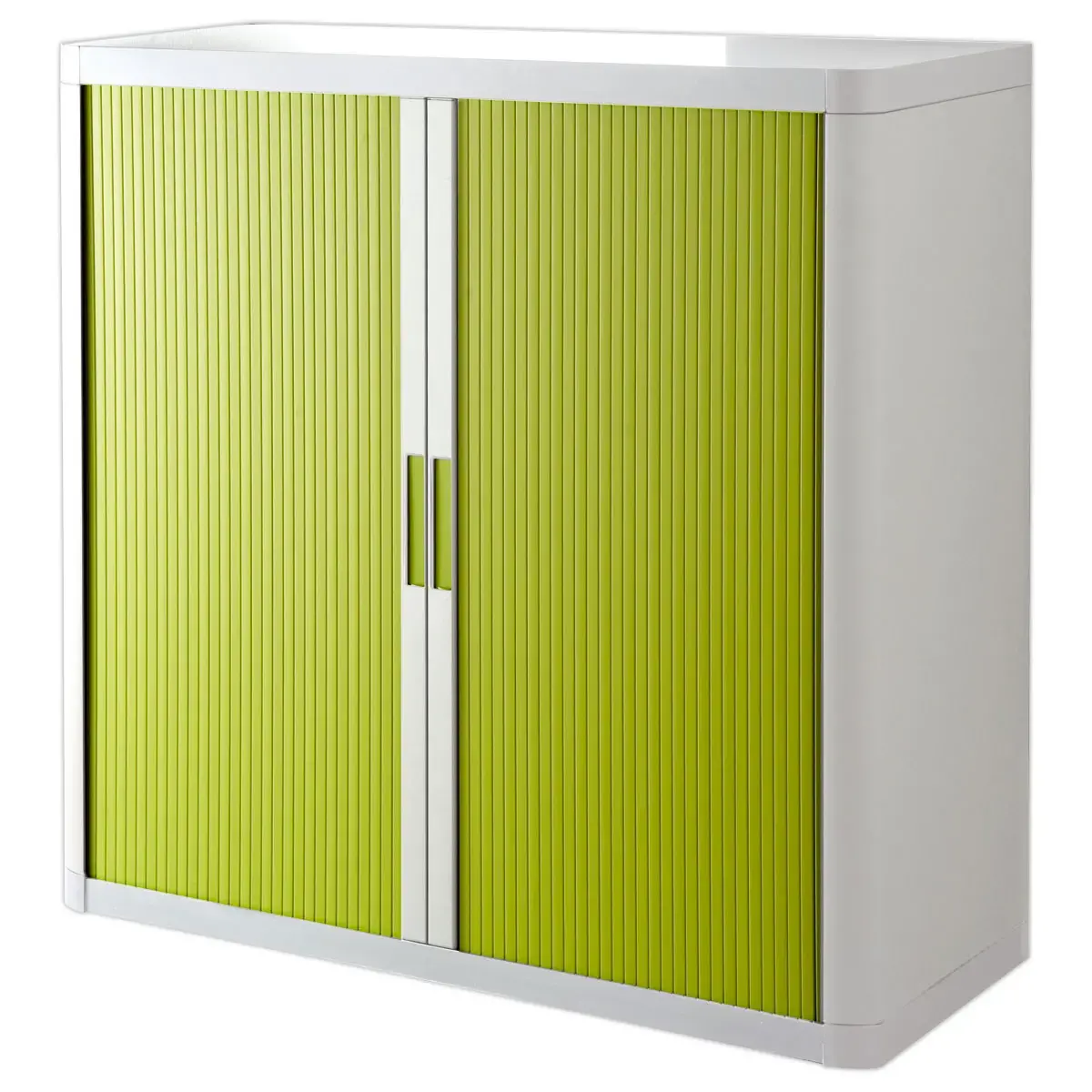 Armoire basse &agrave; rideaux Easyoffice - Blanc et vert anis - PAPERFLOW 