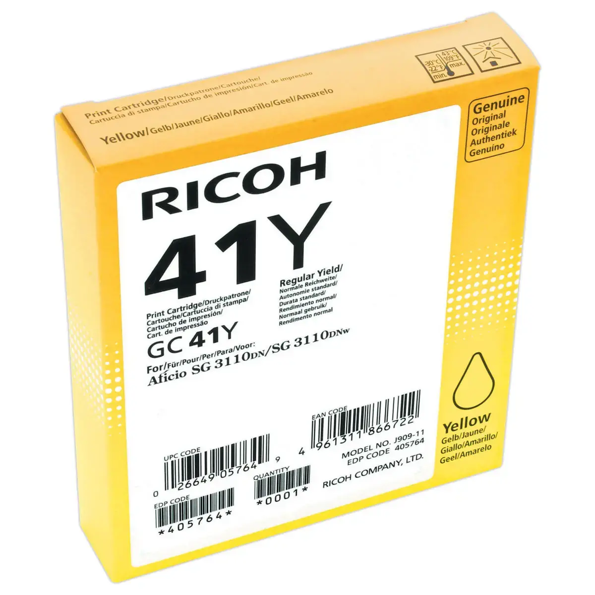 Cartouche RICOH GC-41Y jaune