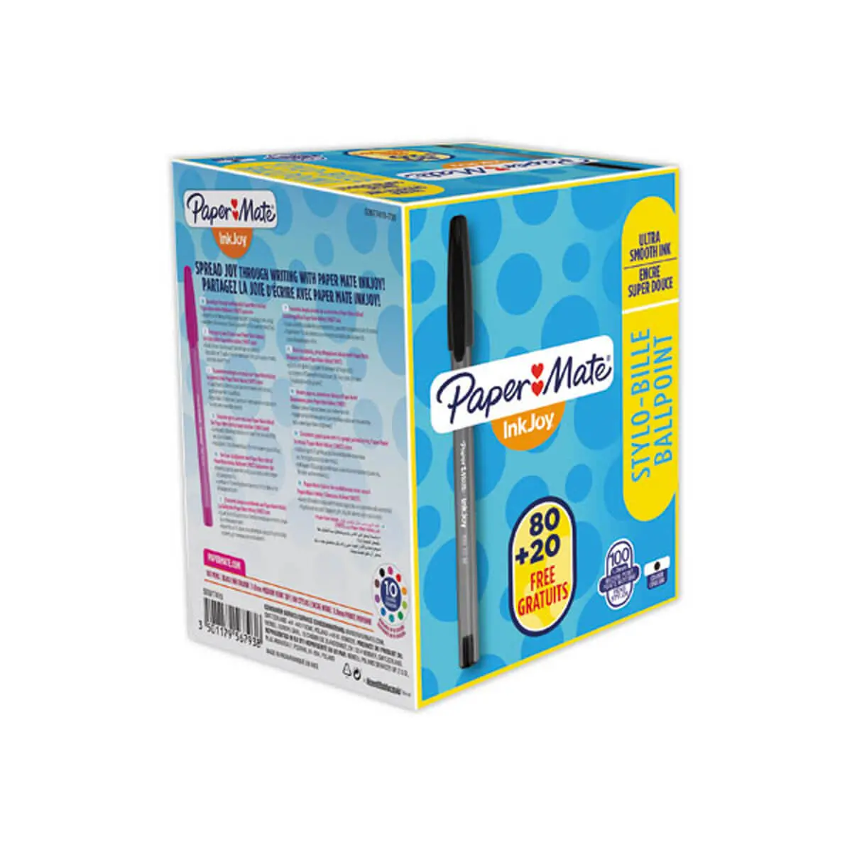 100 stylos bille Inkjoy 100 CAP PAPER MATE - Pack éco - Noirs