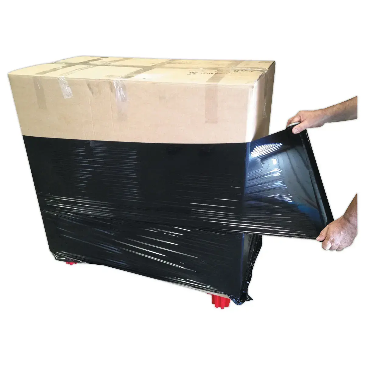 6 rouleaux de film étirable noir opaque avec dévidoir