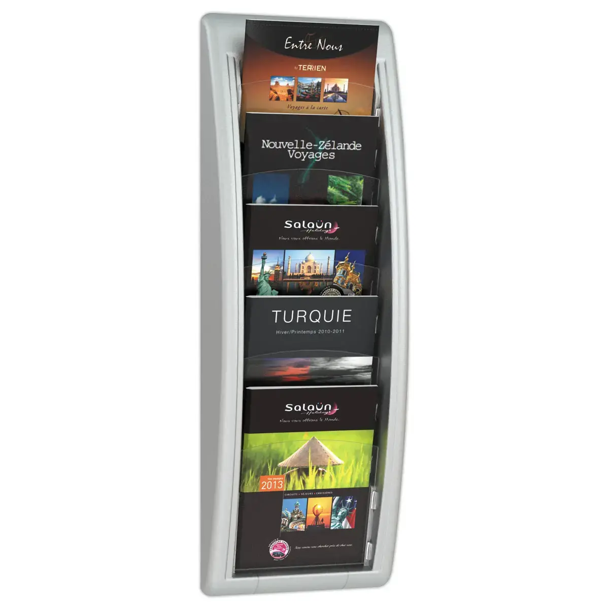 Pr&eacute;sentoir mural aluminium Quick Fit - PAPERFLOW - 5 cases A5 