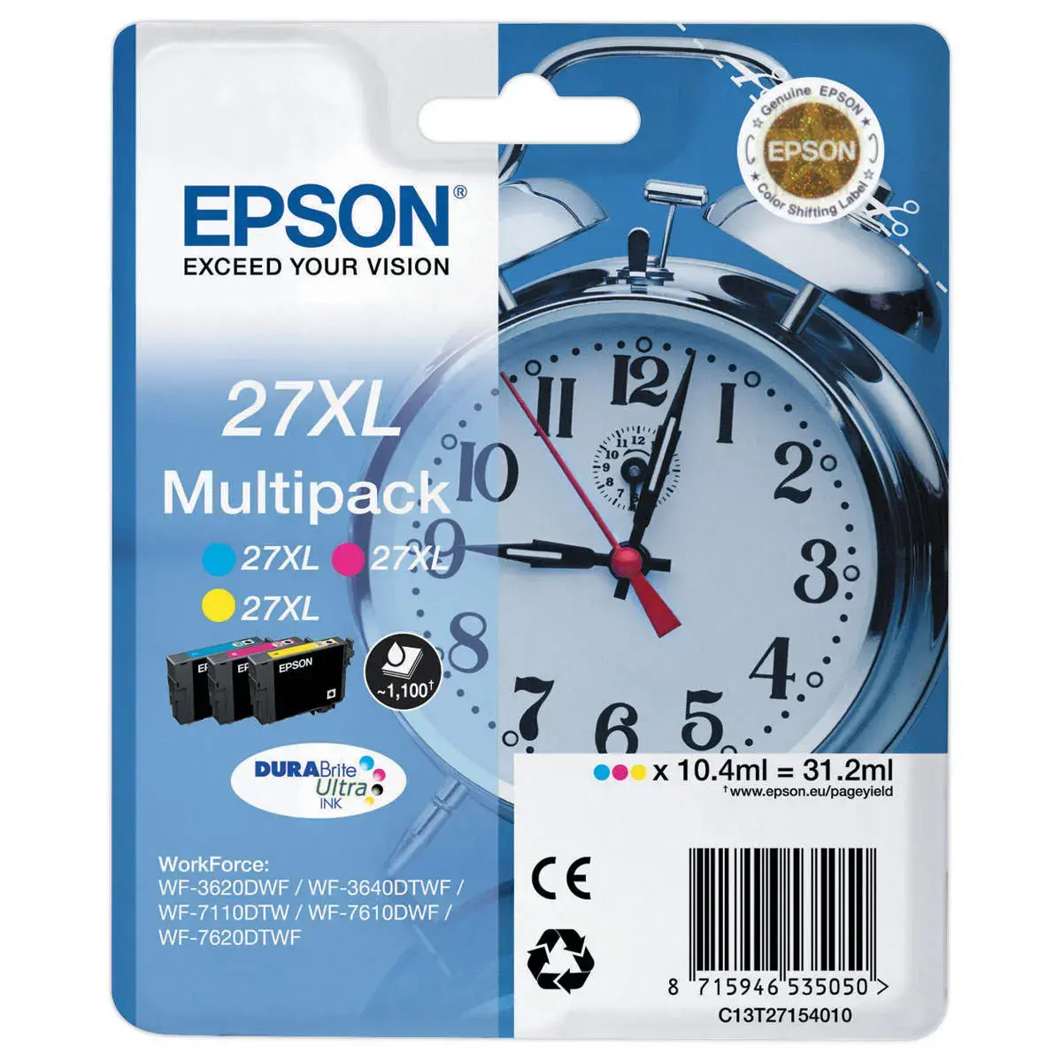 3 Cartouches jet d'encre EPSON T2715 cyan, magenta et jaune 