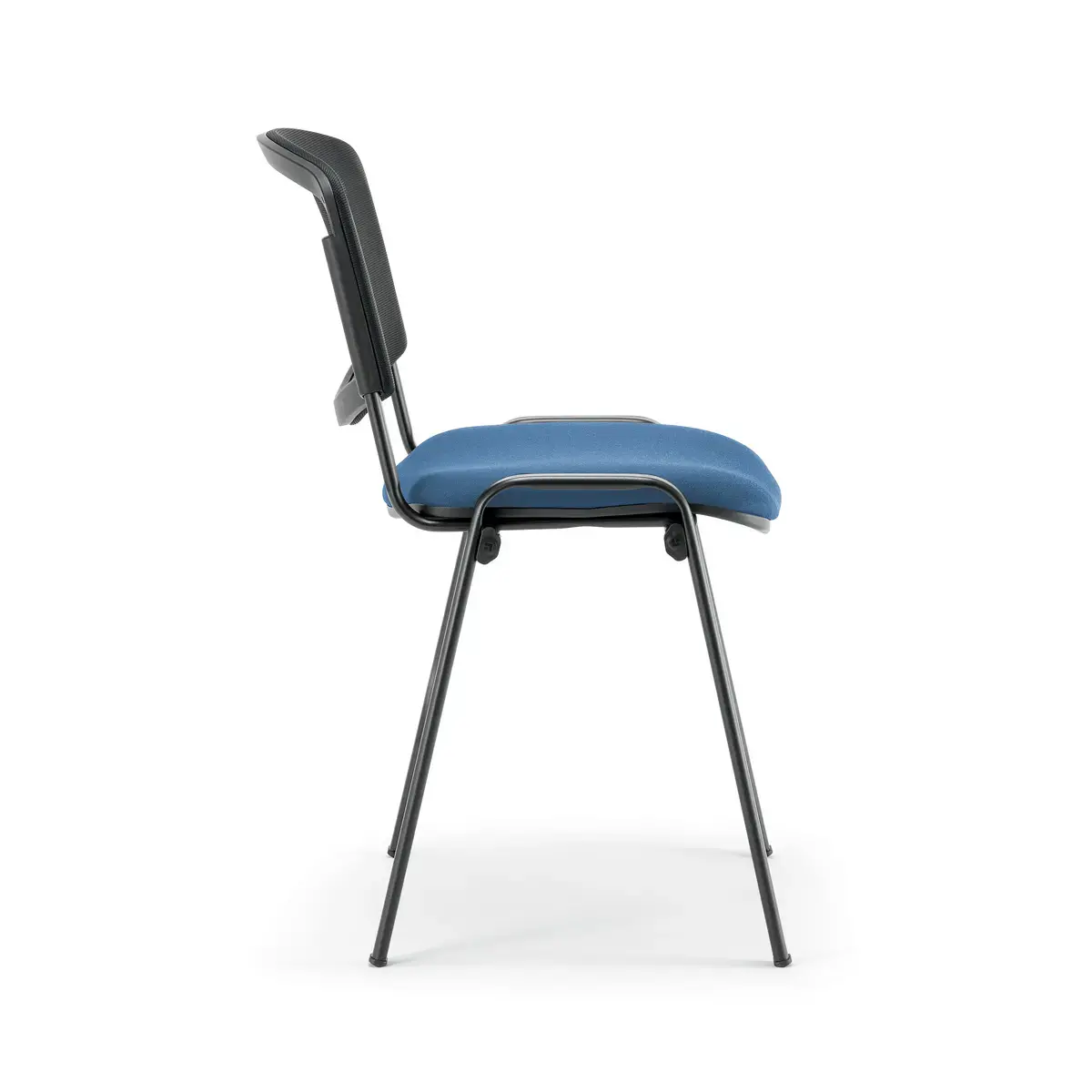 Chaise confort Iso - Assise bleu gris et dossier résille noir