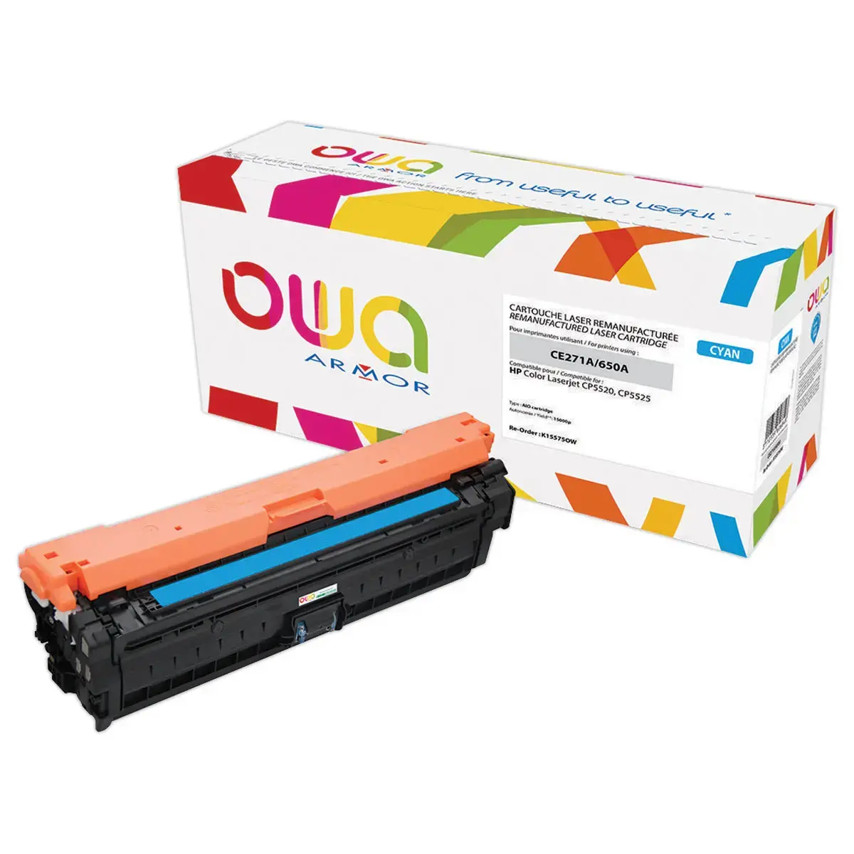 Toner éq. HP CE271A - Cyan - OWA