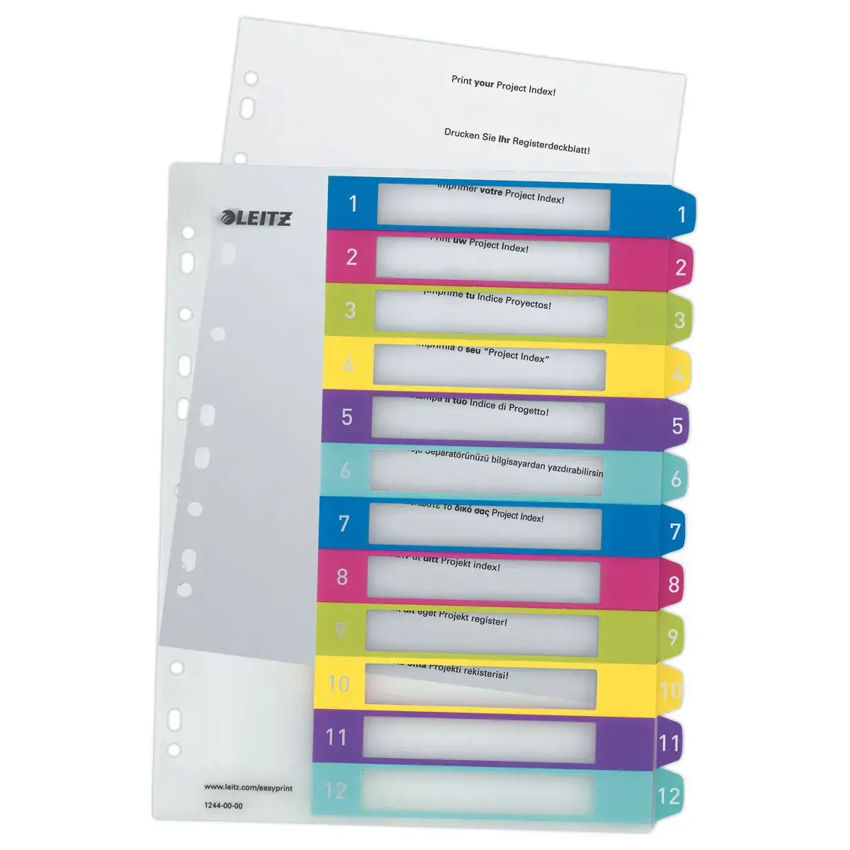 Jeu d'intercalaires num&eacute;riques WOW - A4 Maxi - 12 onglets - LEITZ 