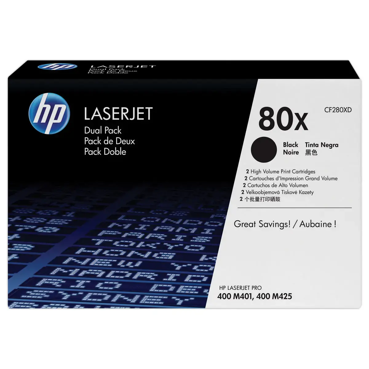 2 Toners HP 80X LaserJet - CF280XD - Noir