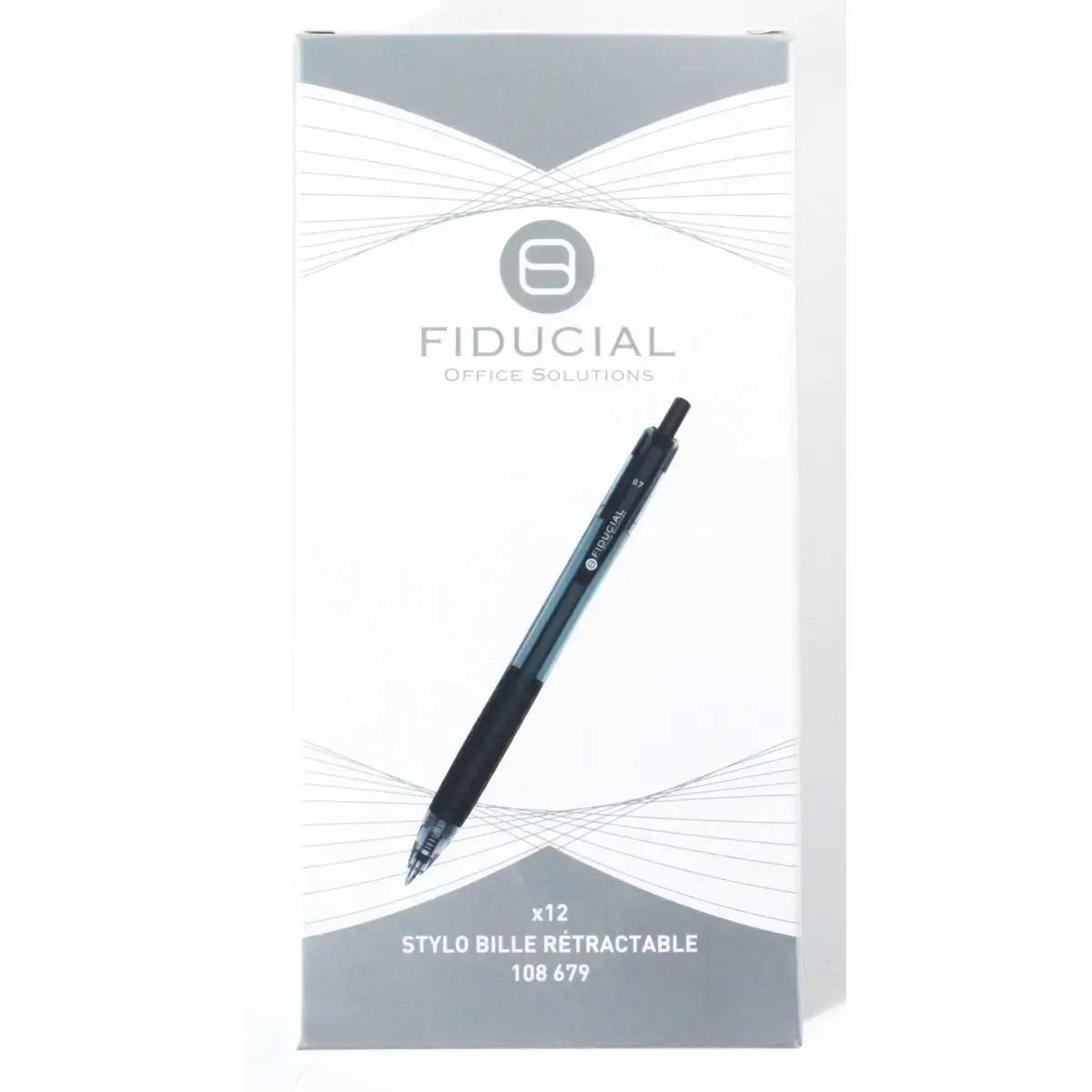 Stylo bille rétractable - Avec grip - Ecriture moyenne - Noir - FIDUCIAL