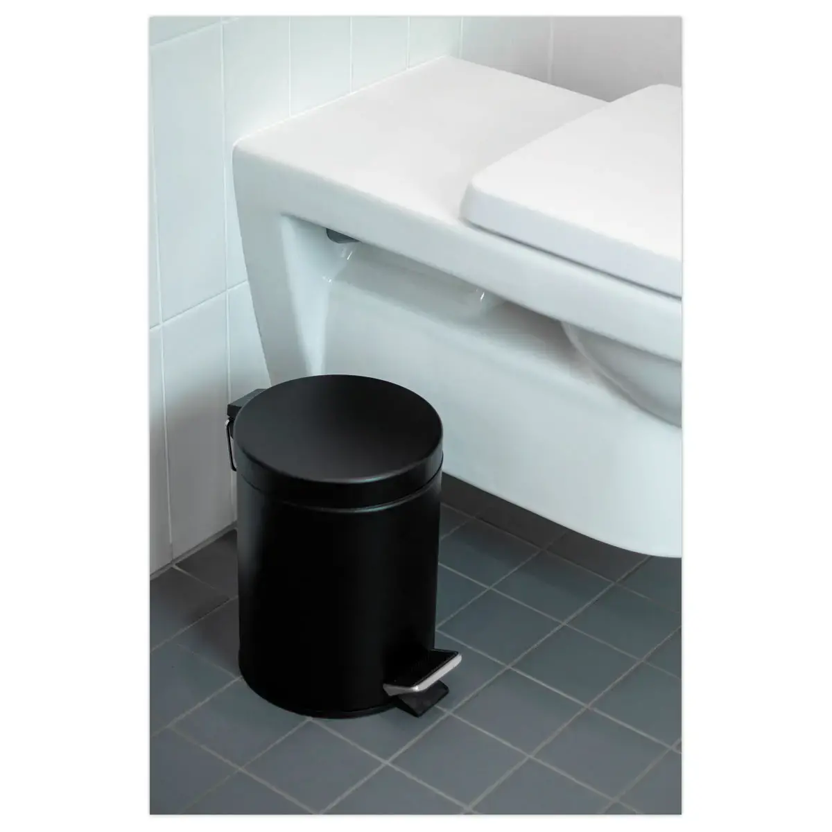 Collecteur à pédale avec bac intérieur en plastique - 5L - Noir
