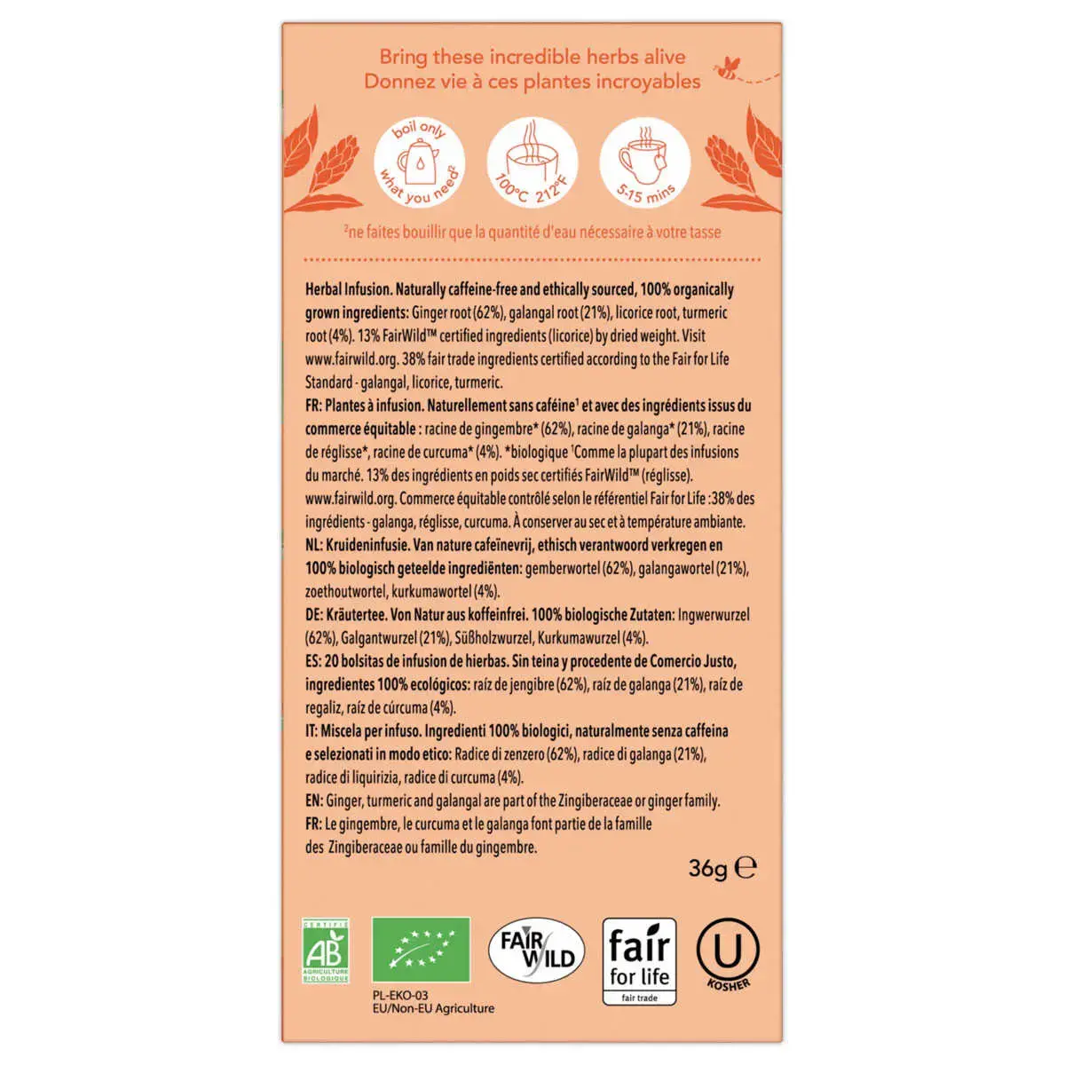 20 Sachets d'infusions bio - Trois gingembres - Pukka
