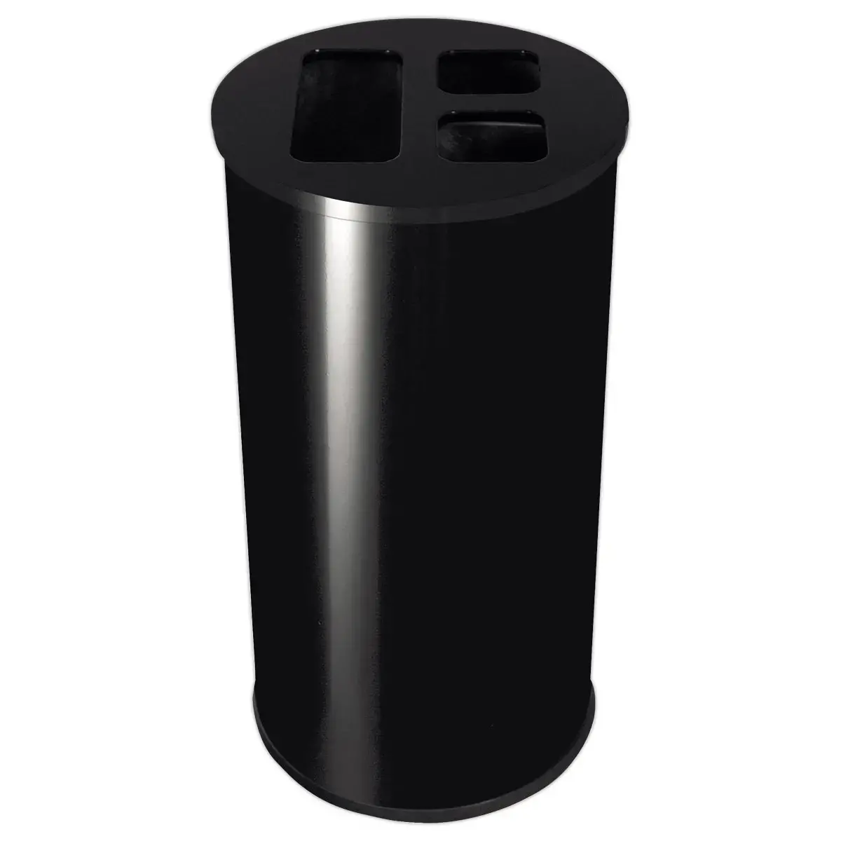 Collecteur tri sélectif - 3 compartiments - 60L - Noir.