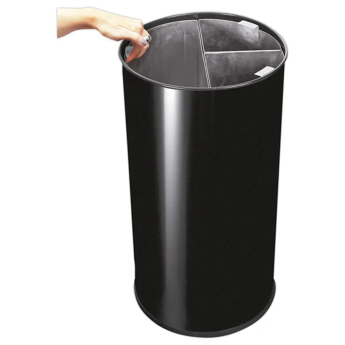 Collecteur tri sélectif - 3 compartiments - 60L - Noir.