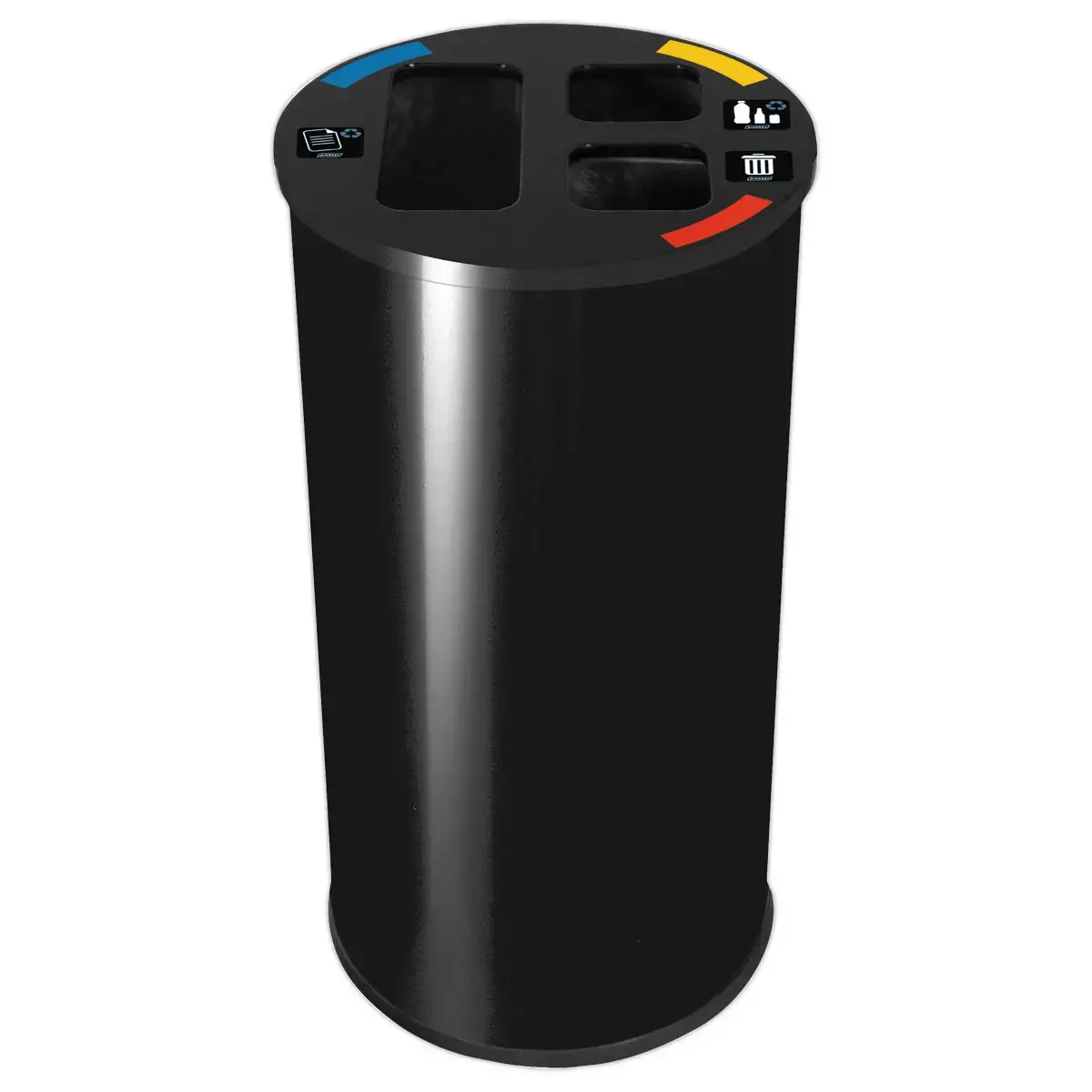 Collecteur tri sélectif - 3 compartiments - 60L - Noir.