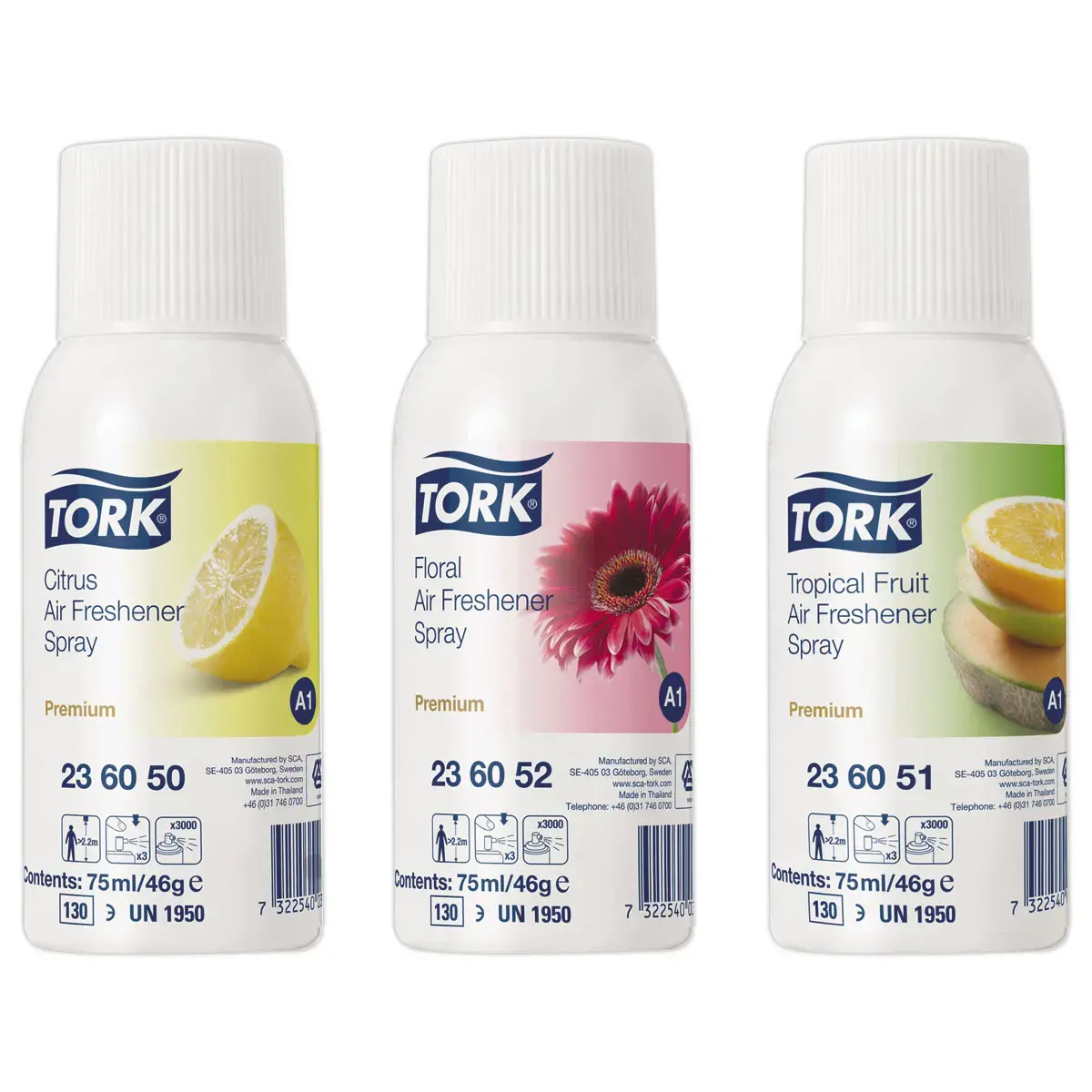 12 Tork A&eacute;rosol d&eacute;sodorisant Pack 3 parfums 
