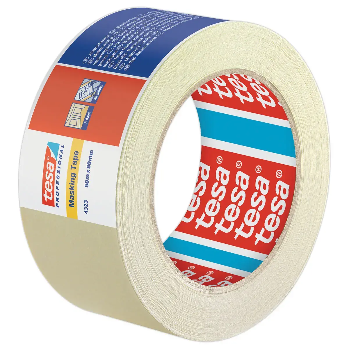 Rouleau d'adh&eacute;sif de fixation en papier cr&ecirc;p&eacute; - 50 m x 50 mm - Tesa 