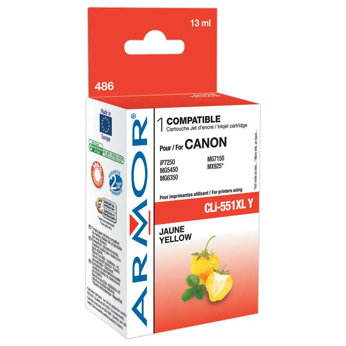 Cartouche &eacute;quivalent Canon CLI551XL - Jaune - Owa 