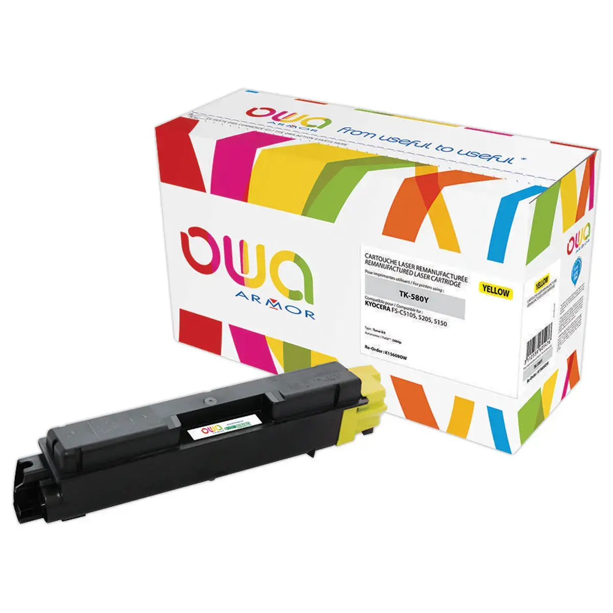 Toner éq. KYOCERA TK-580 Y - Jaune - OWA