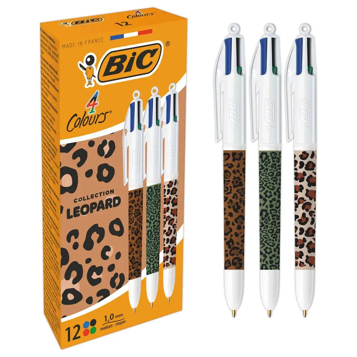Stylo-bille 4 couleurs - Motif l&eacute;opard - BIC 