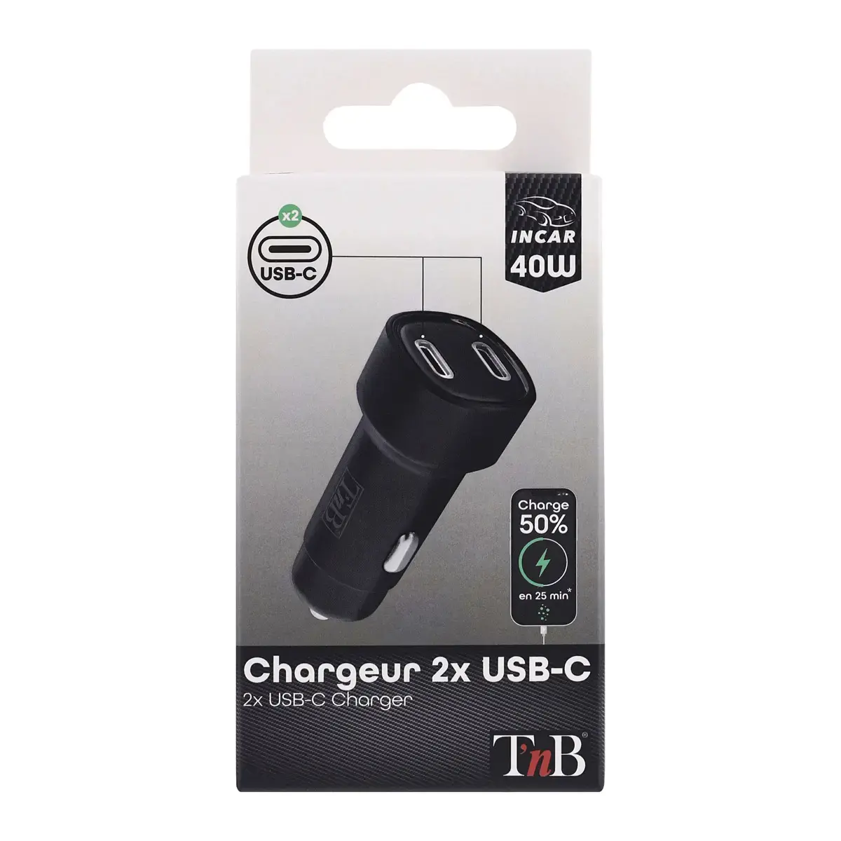 Chargeur de voiture - 2 x USB-C - T'NB 