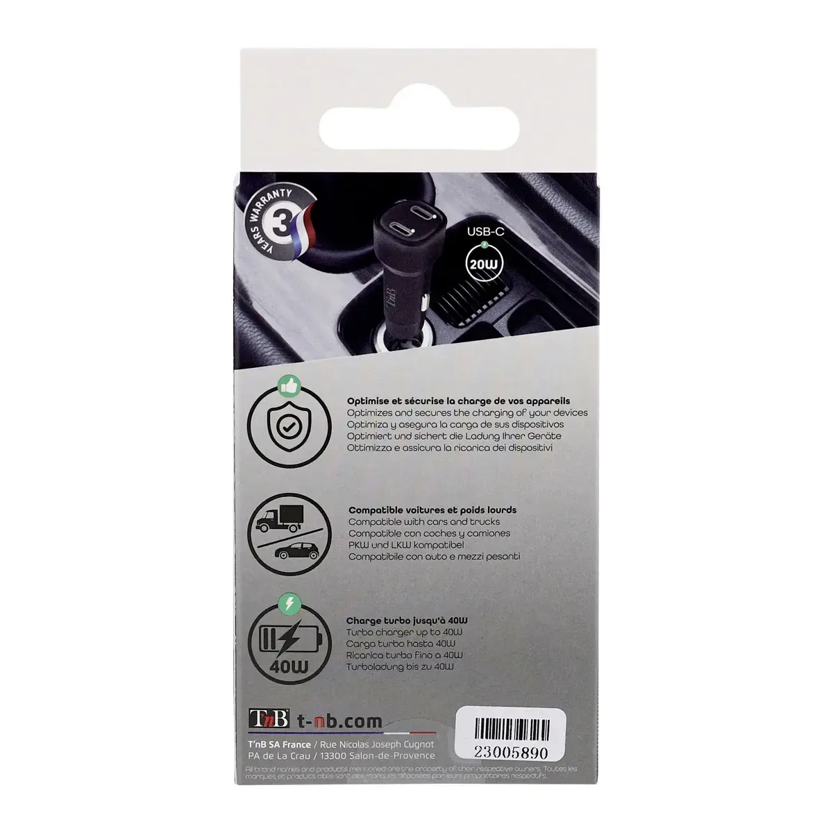 Chargeur de voiture - 2 x USB-C - T'NB 