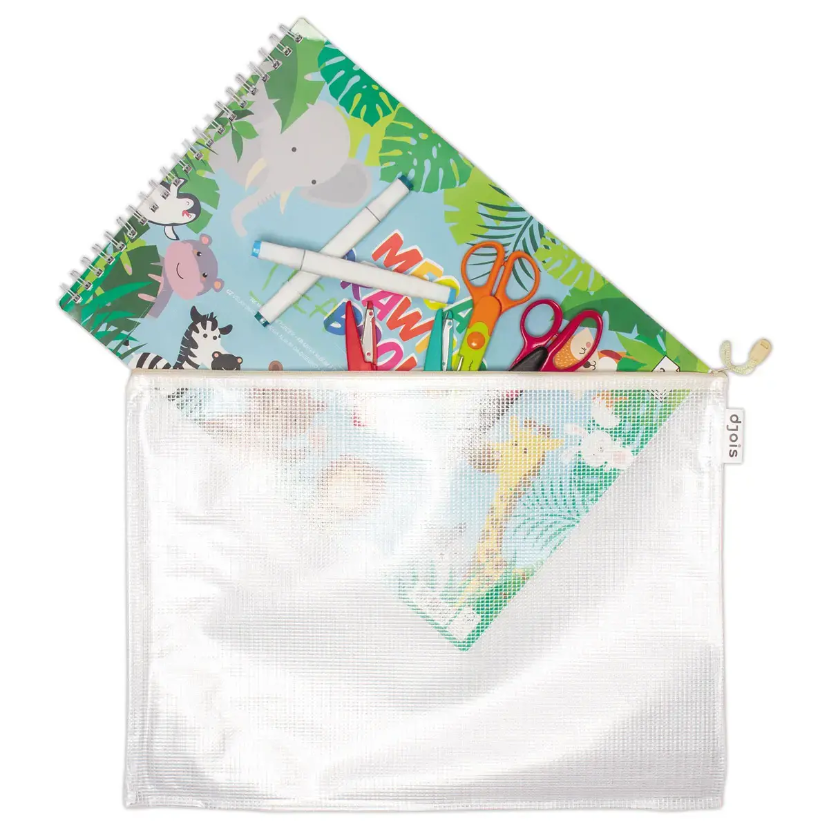 6 Pochettes souples renforc&eacute;es Zipper - A3 - Coloris pastels assortis - TARIFOLD 