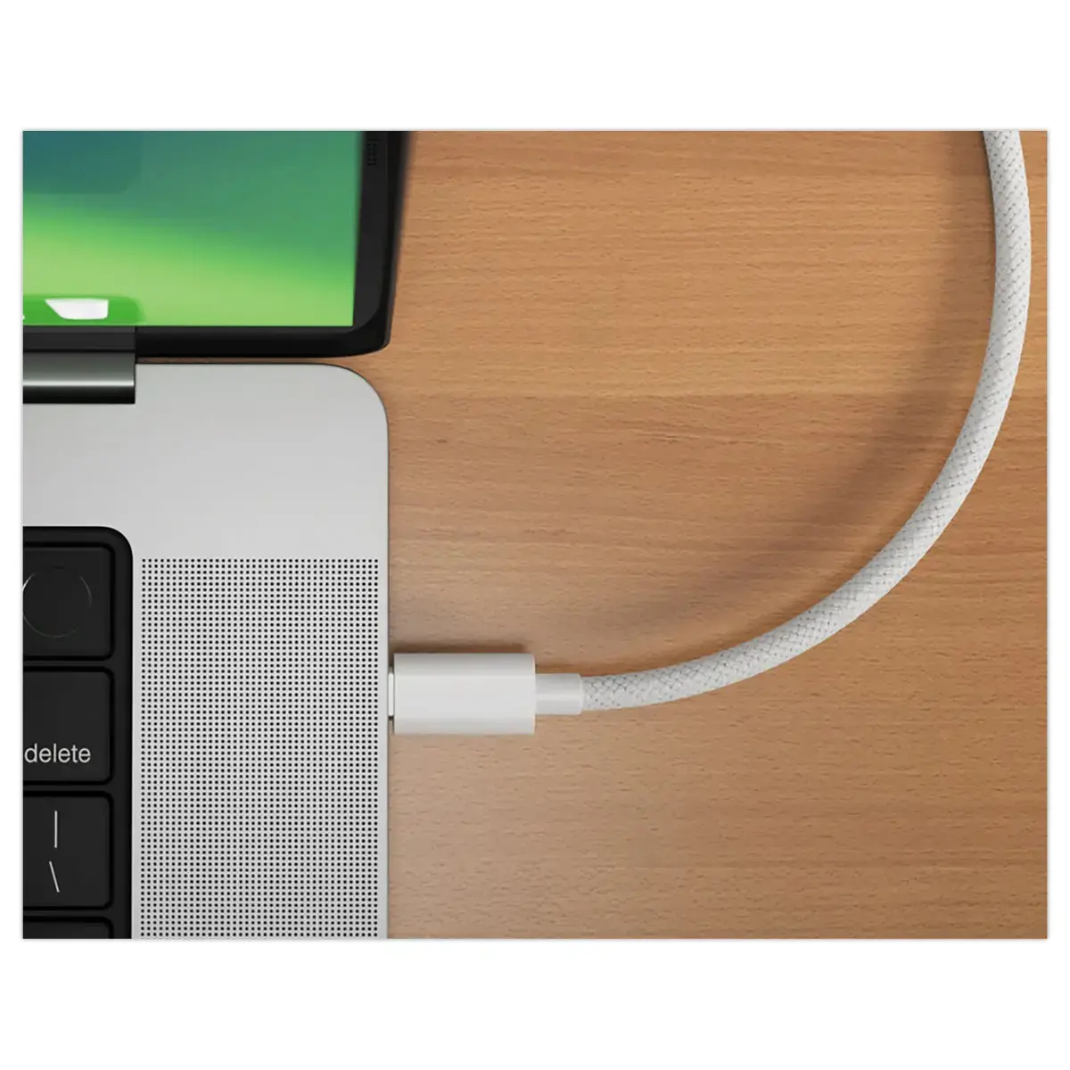 Câble USB-C vers HDMI 4K en Nylon Tressé Blanc 2,5m - HYPERTEC