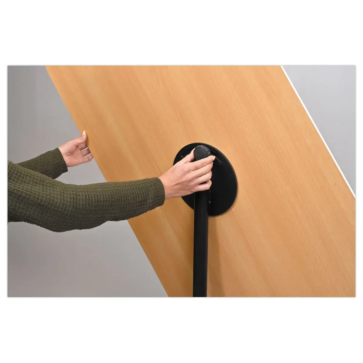 Tableau Pivotant 90&deg; &agrave; Roulettes en Acier C&eacute;ramique & Bois Naturel - LEGAMASTER 