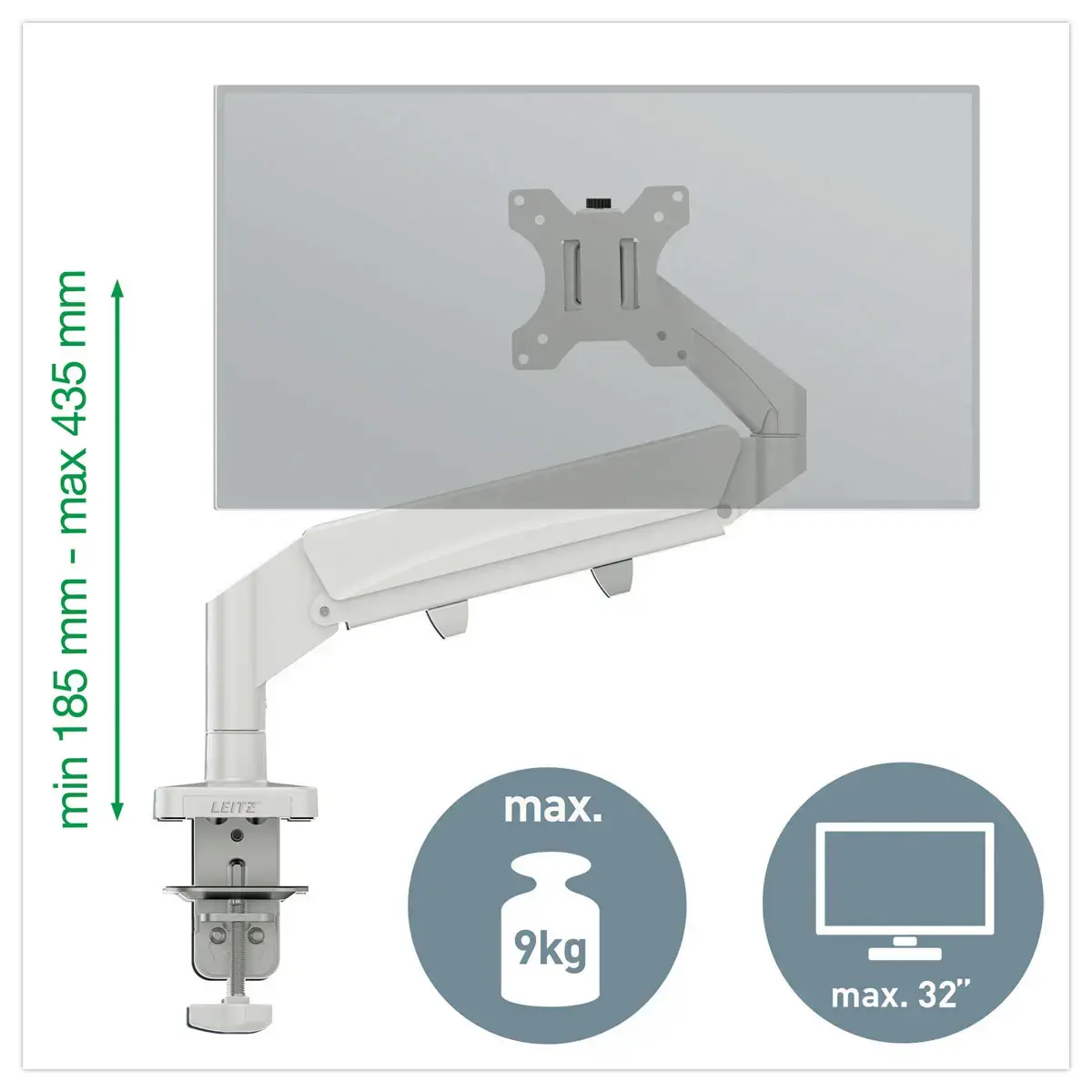 Bras Simple Ecran 17/32" - Ergonomique & Réglable - LEITZ