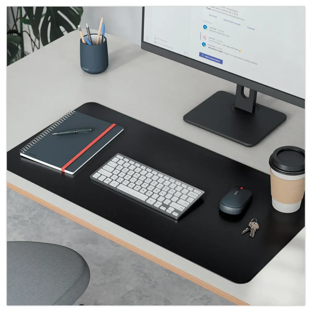 Tapis de Bureau 80x40cm - Multifonctions & Antidérapant - Noir - LEITZ