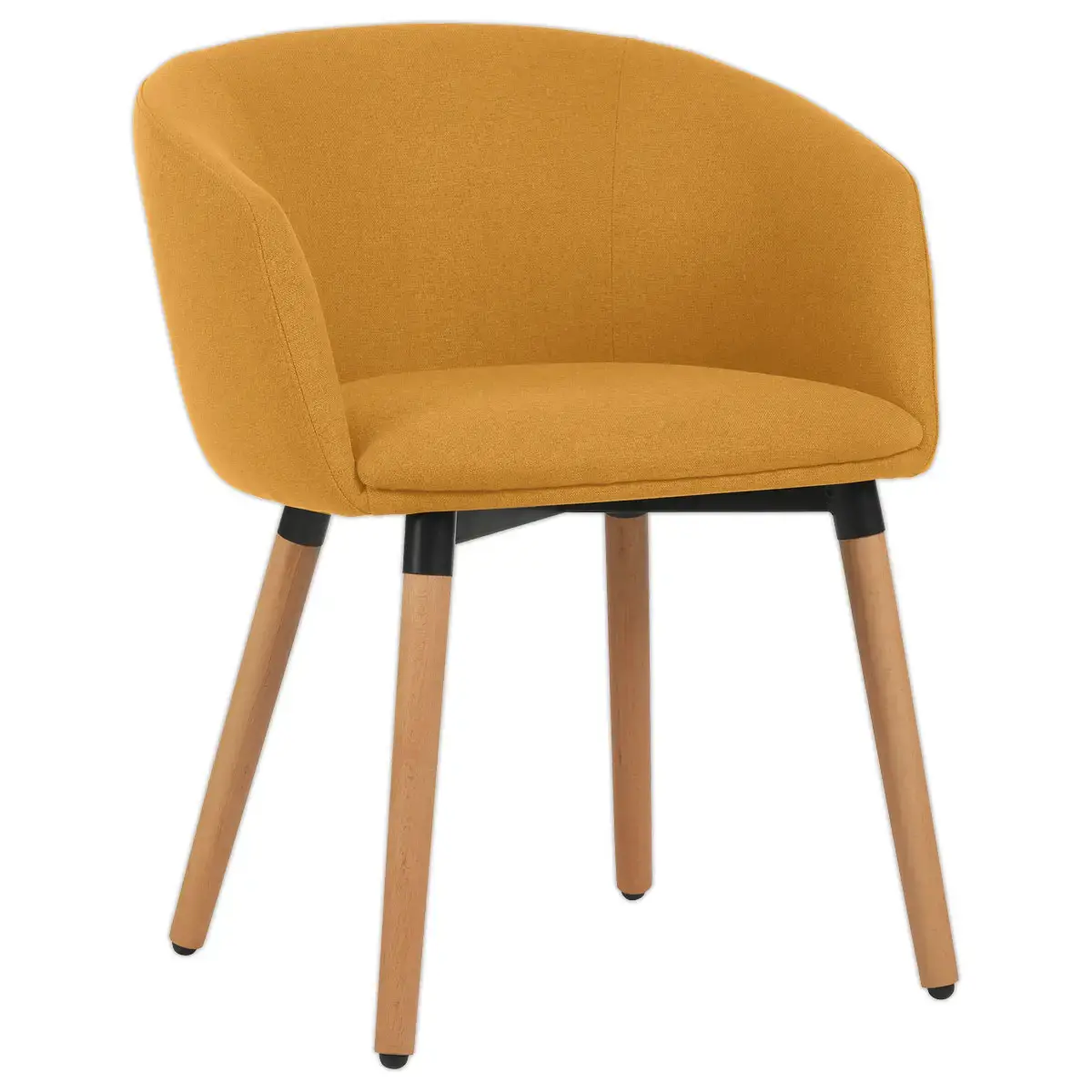 2 Fauteuil Arco jaune pied bois monté