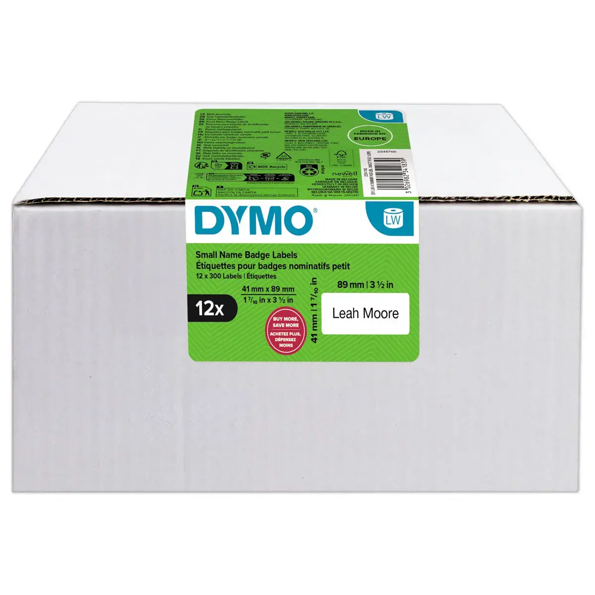12 Rouleaux de 300 étiquettes - 41 x 89 mm - DYMO