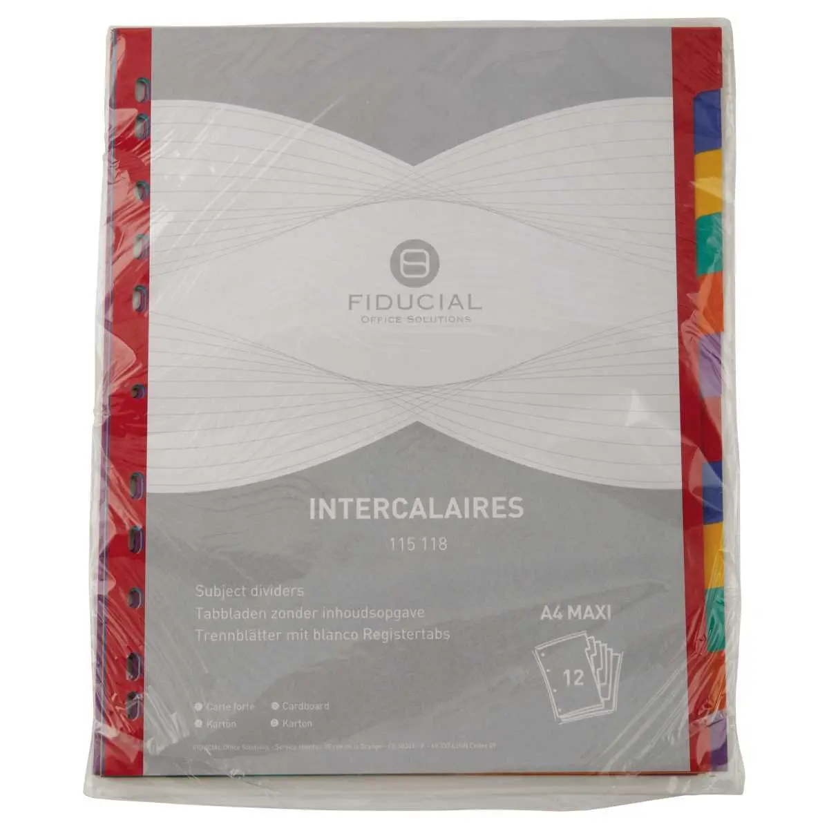 Jeu d'intercalaires carte A4 maxi 12 onglets - FIDUCIAL 