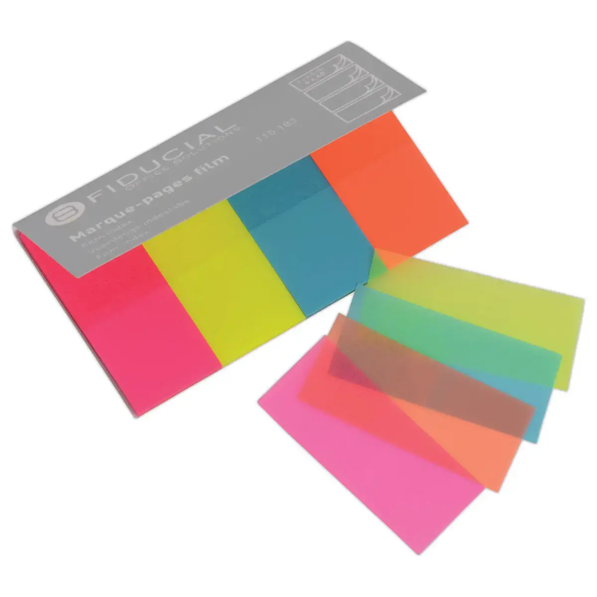 Marque-pages 2 x 4,5 cm - 4 couleurs vives - Fiducial